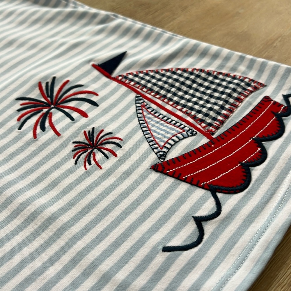 Mud Pie Girl Cotton Sailboat T Shirt Dress Americana Gingham 12-18 months - Picture 6 of 7